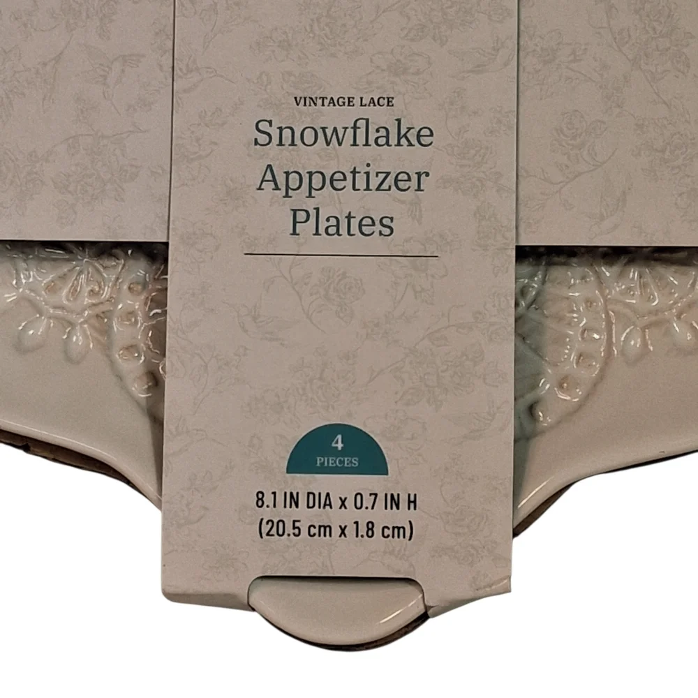NEW Pioneer Woman Vintage Lace Snowflake Appetizer Plates - Set of 4